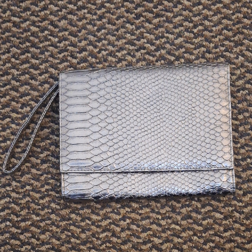 Neiman Marcus Silver Textured Clutch
